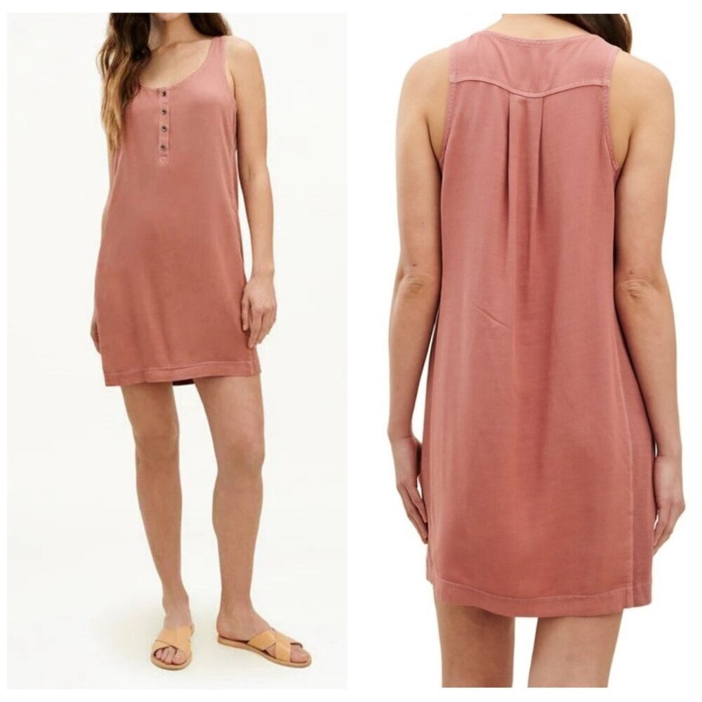 Splendid Tank Dress Promenade Sleeveless Terracotta Button Placket Women's Sz S
